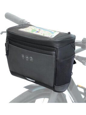 Waterproof Bike Handlebar Bag with Rain Cover, Touch Screen Phone Holder